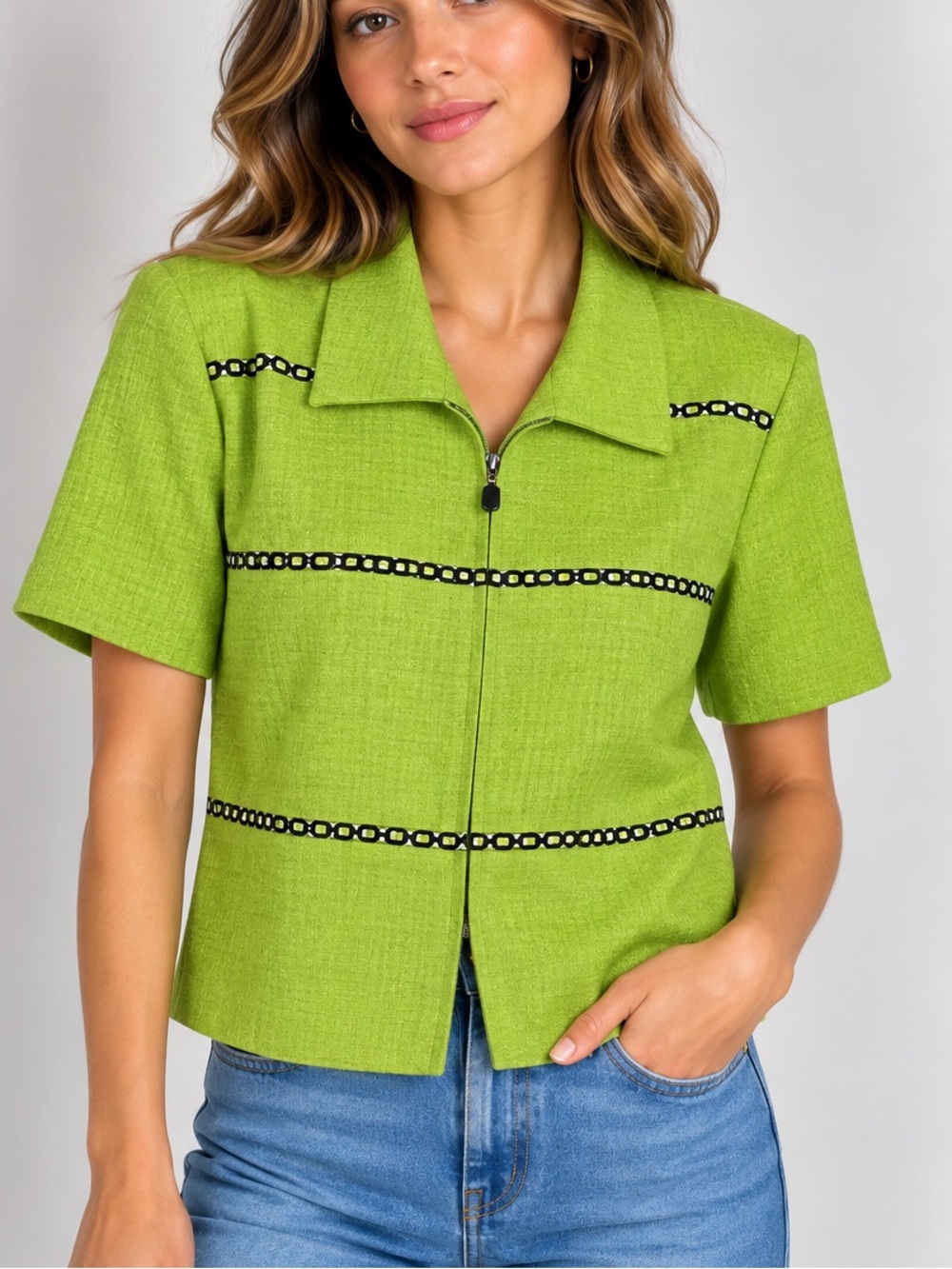 Vintage Plaza South Zip Jacket Green